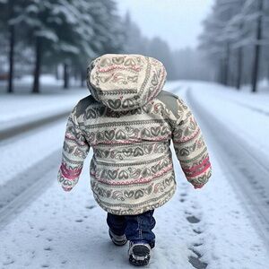 Mini Ungava Pink and Grey Winter Jacket for girls  Size 5